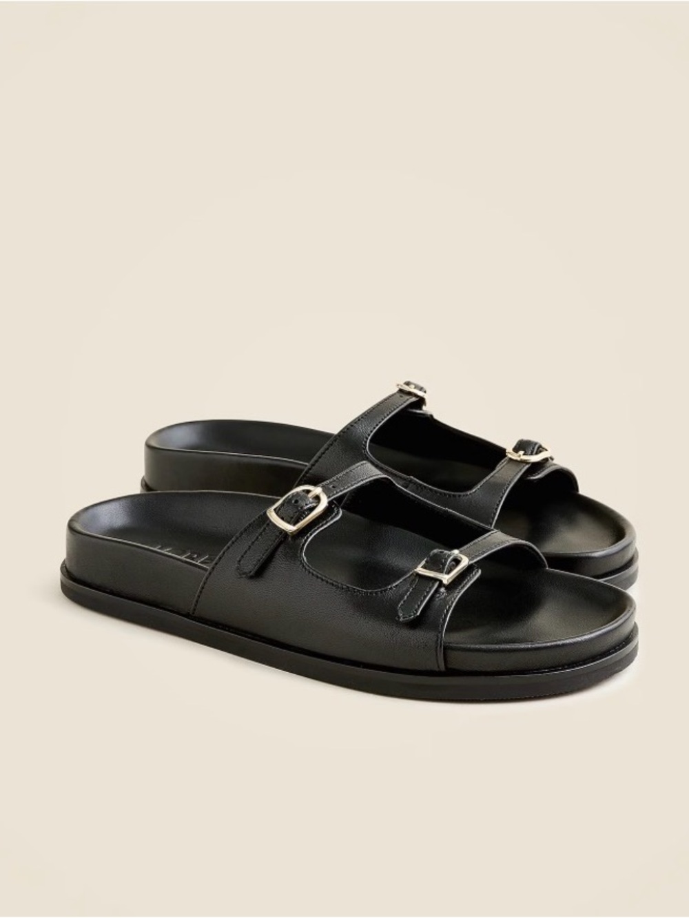 NIB JCREW BLACK New Colbie buckle sandals in leather SIZE 9.5